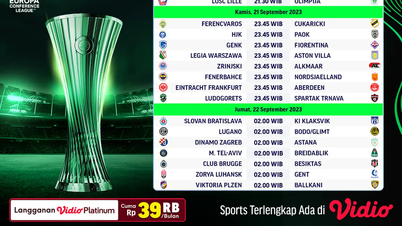Jadwal dan Link Streaming UEFA Europa Conference League 2023