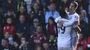 Gelandang Chelsea, Eden Hazard, merayakan gol yang dicetaknya ke gawang Bournemouth. Ketiga gol Chelsea dicetak oleh sebuah gol bunuh diri Adam Smith '17, Eden Hazard '20 dan Marcos Alonso '68. (AFP/Glyn Kirk)