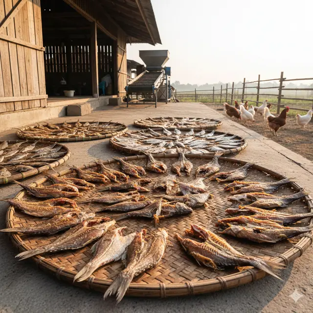 Cara Membuat Tepung Ikan untuk Pakan Ternak Ayam (Foto: Gemini AI)