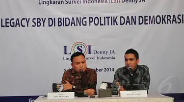Lingkaran Survei Indonesia (LSI) mengadakan jumpa pers di kantornya, Jakarta, (21/10/14). (Liputan6.com/Johan Tallo)