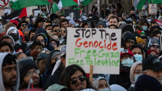 Aksi 100 Hari Perang Hamas-Israel di Washington DC