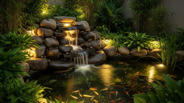 Desain Kolam Ikan Batu Alam Kecil/ Ilustrasi AI