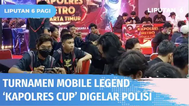 Kepolisian menggelar turnamen e-Sport Mobile Legend Kapolres Cup di Mapolres Jakarta Timur pada Sabtu (18/06) siang. Turnamen ini diikuti oleh ratusan remaja yang antusias datang bersama timnya untuk memenangkan hadiah total Rp 15 juta.