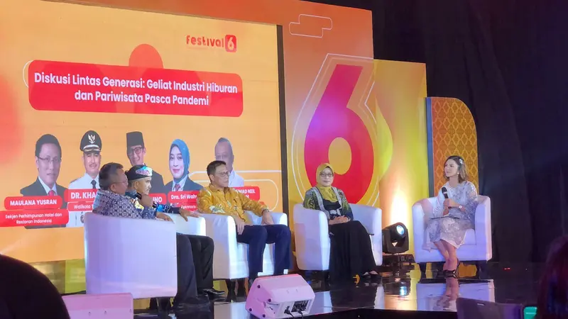 Sekretaris Jenderal Perhimpunan Hotel dan Restoran Indonesia Maulana Yusran dalam diskusi Lintas Generasi: Geliat Industri hiburan dan pariwisata pasca pandemi, Minggu (9/7/2023).