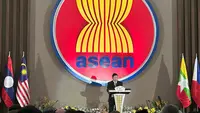 Sekretaris Jenderal ASEAN Kim Kao Hourn dalam acara peringatan 57th ASEAN Day di Kantor Sekretariat ASEAN, Kamis (8/8/2024). (Dok. Liputan6/ Benedikta Miranti)