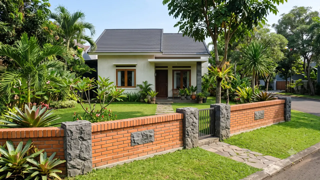 Inspirasi Pagar Batu Bata Rendah yang Membuat Halaman Terlihat Lebih Luas