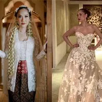 Busana akad nikah BCL dan Tiko Aryawardhana kental dengan nuansa adat Jawa. [Foto: IG/@itsmebcl/@iluminen]