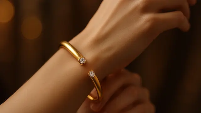 Model Gelang Emas Cuff Kombinasi 22K