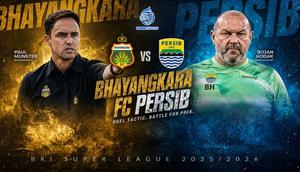 Duel Antarpelatih Persib Bandung vs Bhayangkara FC. (Bola.com/AI ChatGPT)
