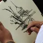 Seorang sketcher sedang menggambar Istana Bogor dalam kegiatan 1O1 Travel Sketch yang digelar 1O1 Hotel. Foto: Ahmad Ibo/ Liputan6.com.
