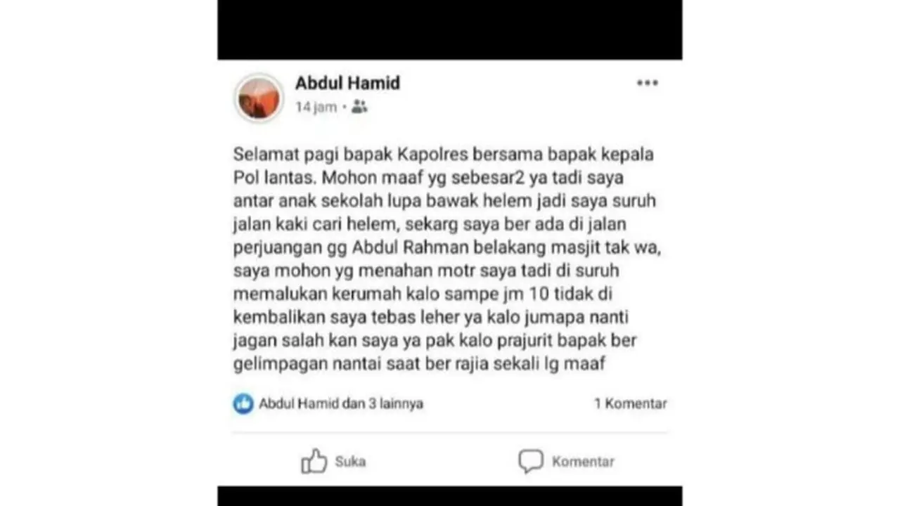 Unggahan AH sebelum tewas di Polres Meranti.