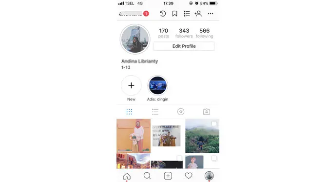 Tampilan profile Instagram (Foto: Ist)