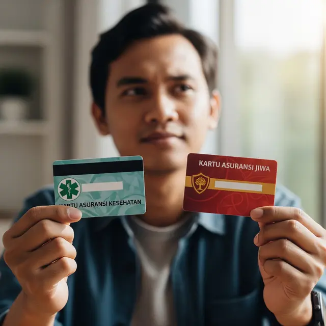 Menunjukkan kartu asuransi jiwa dan kesehatan (Gemini AI)