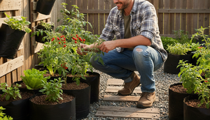 Cara Menata Polibag Agar Tidak Makan Tempat (created by AI)