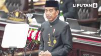 Banner Infografis Poin Penting Pidato Kenegaraan Terakhir Jokowi di Sidang Tahunan MPR 2024. (AP Photo/Tatan Syuflana, Pool)