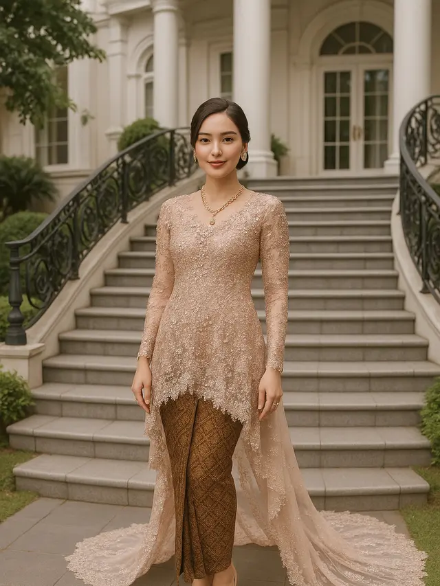 Model Kebaya Ekor Panjang Kekinian