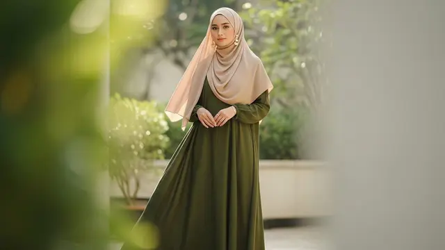 Model Gamis Warna Olive Green untuk Lebaran 2026