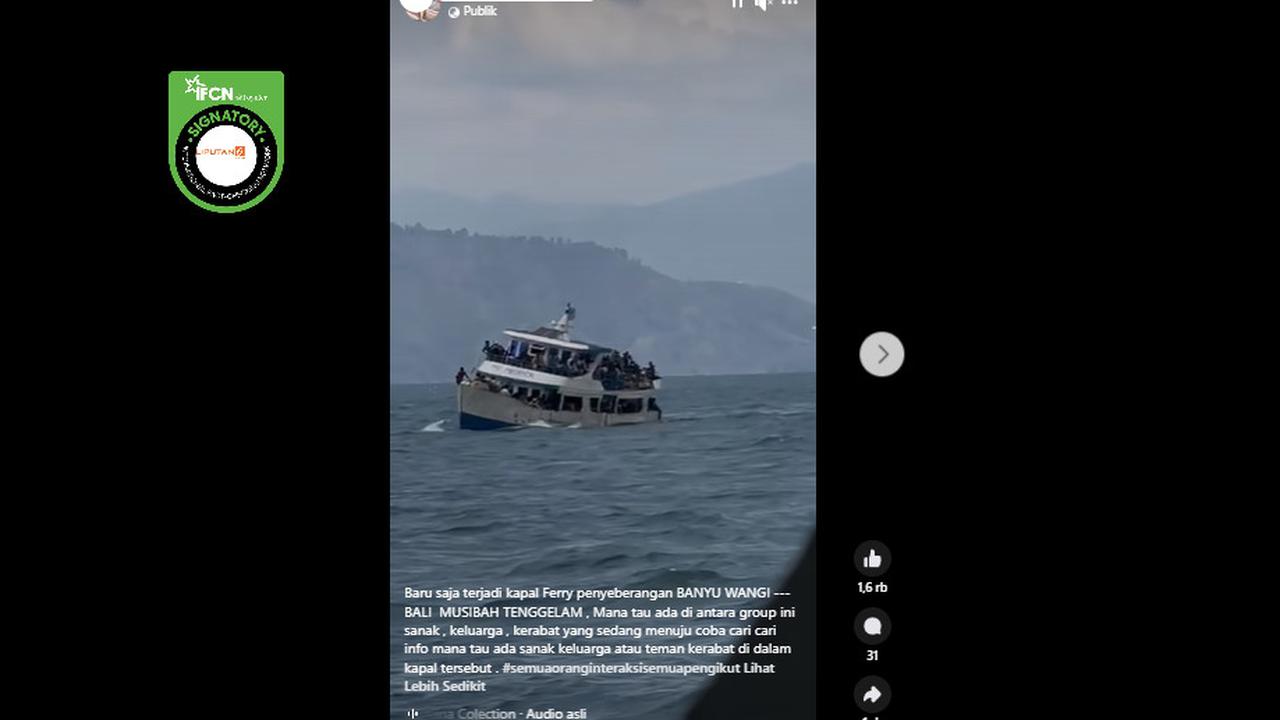 Tangkapan layar  klaim video kapal ferry penyeberangan Banyuwangi-Bali tenggelam