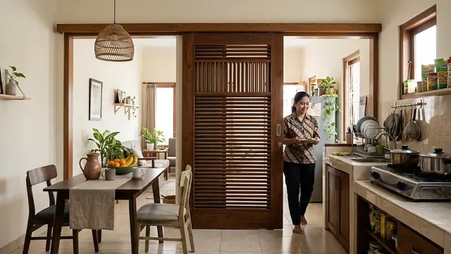 6 Model Pintu Geser untuk Memisahkan Dapur dan Ruang Makan, Praktis dan Estetik