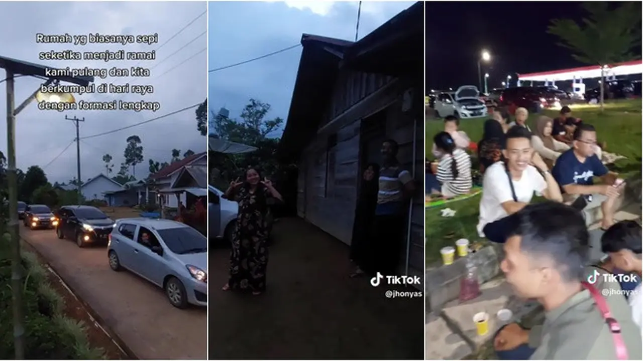 Momen Keluarga Mudik Pakai Mobil Beriringan Ini Bikin Haru, Kampung Sepi Jadi Ramai