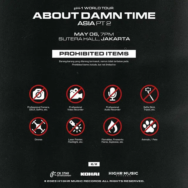 Daftar Barang Terlarang dalam Konser pH-1 di Indonesia (Instagram/ ckstar.id)
