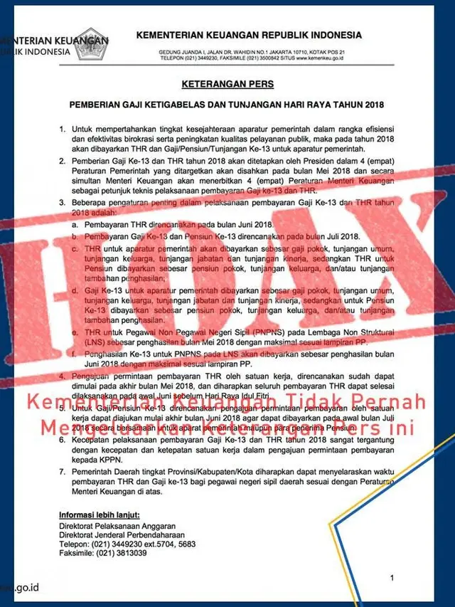 Keterangan Pers Hoax