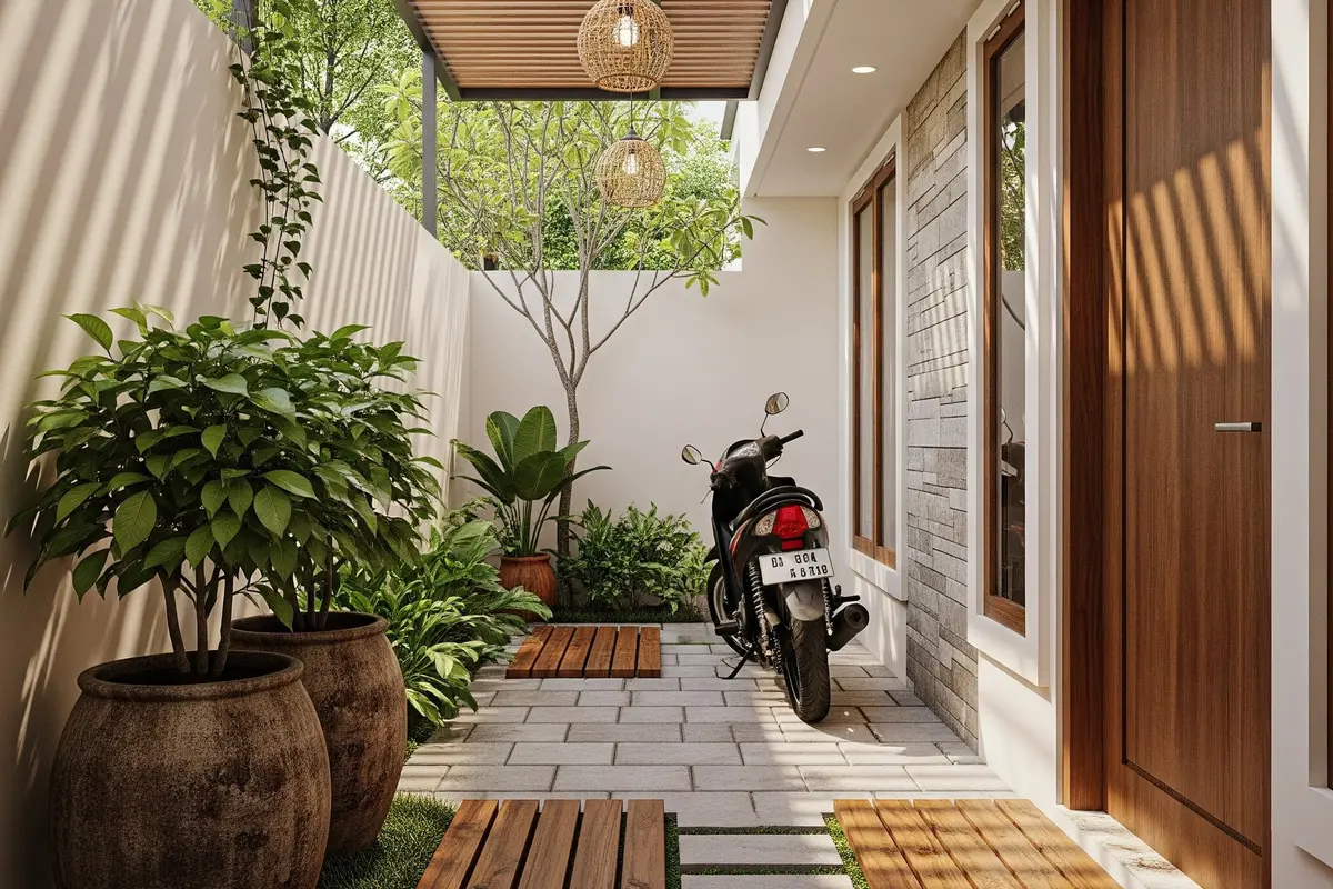 Desain Teras Rumah Sempit Tapi Tetap Muat Motor