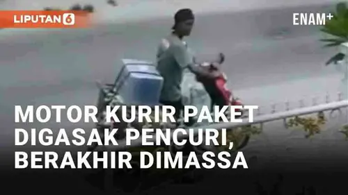VIDEO: Viral Motor Kurir Paket Digasak Pencuri di Asahan, Berakhir Dimassa