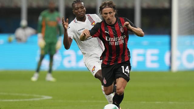Aksi Luka Modric di laga AC Milan vs Cremonese di giornata 1 Serie A 2025/2026 di San Siro, Minggu (24/08/2025). (AP Photo/Luca Bruno)