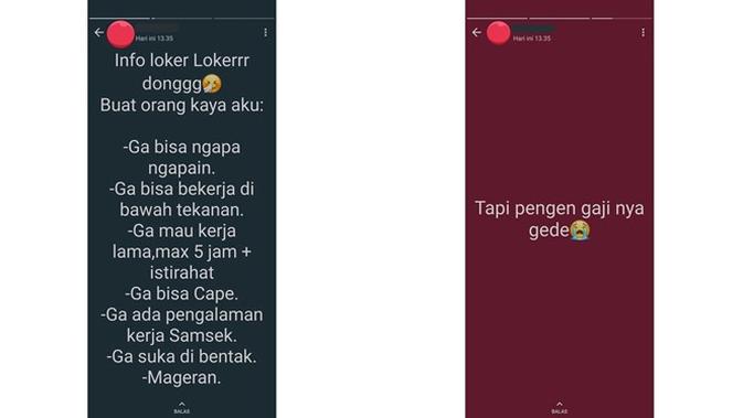6 Status WhatsApp Orang Cari Kerja Ini Bikin Geregetan (sumber: Instagram.com/awreceh.id)