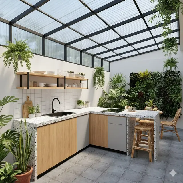 Dapur Semi-Outdoor dengan Nuansa Cafe Tropicália