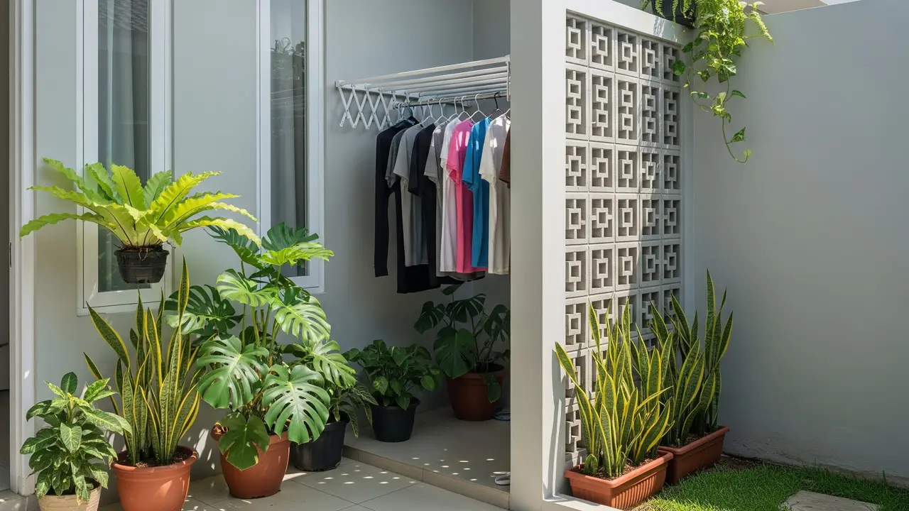 9 Inspirasi Area Jemuran dengan Roster Rumah Type 36, Solusi Lahan Sempit