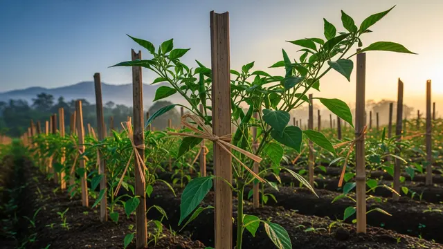 Ide Kebun Cabai Pakai Bambu Belah Gaya Kebun Tradisional