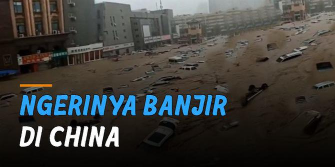 VIDEO: Ngerinya Banjir di China, Mobil-Mobil Mengapung dan Penumpang Kereta Terjebak