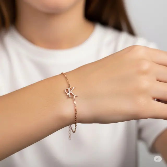 Gelang Rantai dengan Inisial Huruf