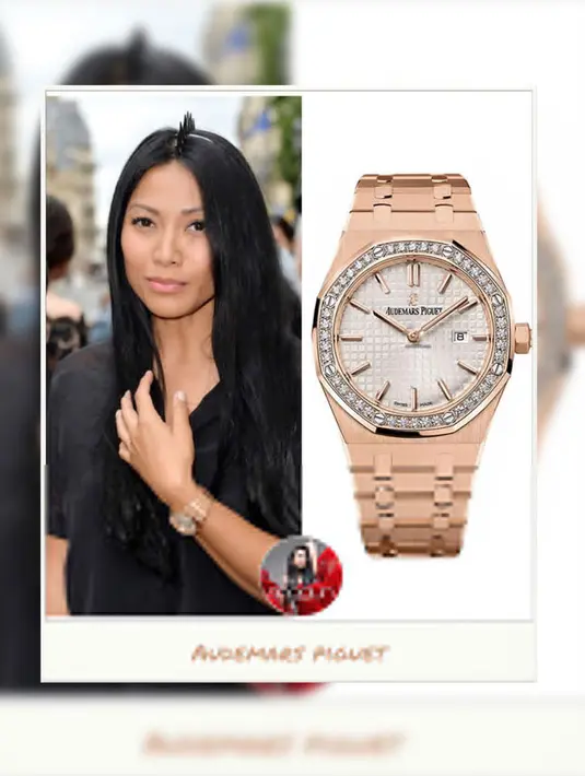 Anggun tampaknya mengoleksi jaam Audemars Piguet, ia terlihat mengenakan seri Royal Oak Ladies. Jam tangan berdesain elegan ini seharga Rp 787 juta. (Foto: instagram.com/fashion.anggun)