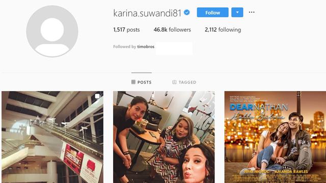 Tampilan akun Instagram Karina Suwandi (Instagram/ karina.suwandi81)