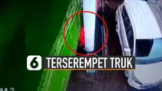 Pegawai SPBU itu terserempet dan terpental terkena bagian truk.