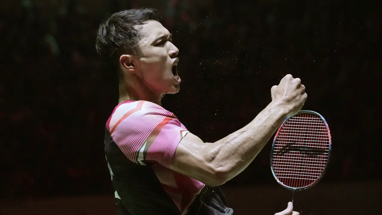 Gaya Selebrasi Jonatan Christie Saat Pastikan Melaju ke Final Indonesia Masters 2023