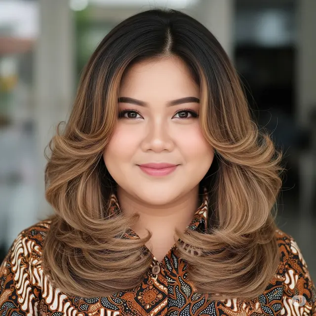 Model Rambut Layer Panjang Ala Korea untuk Wajah Bulat. Foto: Gemini