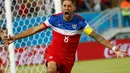 Selebrasi Clint Dempsey (AS) usai mencetak gol cepat ke gawang Ghana di babak penyisihan Piala Dunia 2014 Grup G, Brasil, (17/6/2014). (REUTERS/Toru Hanai)