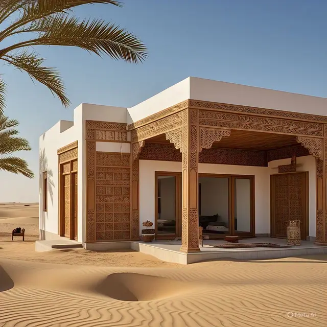 Desain Rumah Arab Minimalis Modern. (Foto: Meta AI)