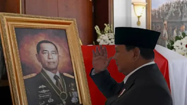Momen Prabowo Beri Penghormatan Terakhir Jelang Pemakaman Militer Jenderal Ryamizard Ryacudu