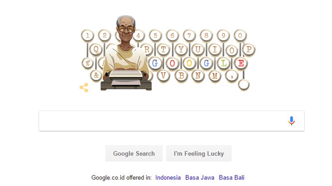 Google Doodle Rayakan Ultah Pramoedya Ananta Toer ke-92 Hari Ini