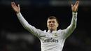 Toni Kroos memiliki andil besar dalam memberikan gelar Liga Champions untuk Real Madrid setelah didatangkan pada 2014 silam. Sebelumnya, Kroos juga berhasil mempersembahkan gelar tersebut bersama Bayern Munchen di tahun 2013. (AFP/Javier Soriano)