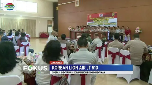 Tim DVI Polri resmi hentikan proses identifikasi korban Lion Air JT 610 meski masih ada 64 jenazah yang belum ditemukan.