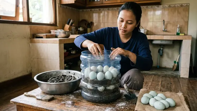 Pemeraman Telur Asin dari Galon Bekas