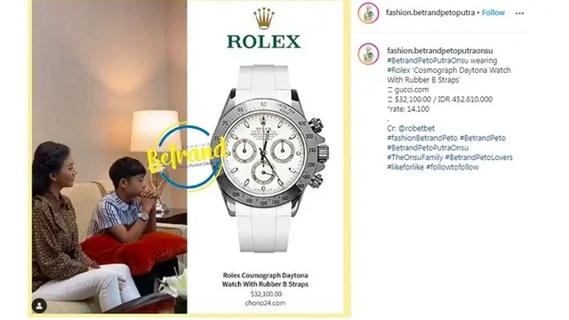 7 Koleksi Aksesoris Betrand Peto, Ada Jam Rolex yang Ditaksir Rp 450 Juta
