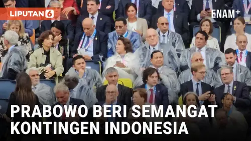 VIDEO: Meski Hujan Deras, Prabowo Beri Semangat Kontingen Indonesia di Olimpiade Paris 2024