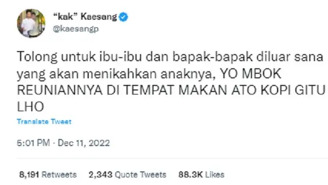 Kaesang Pangarep - Erina Gudono (Foto: Twitter)
